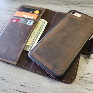 Funda de piel para iPhone 11, personalizada, con imán para billetera, funda de piel, billetera para teléfono, iPhone - Personalizada - Imán