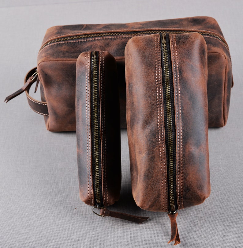Personalized Leather Toiletry Bag Free Engraving Men's Etsy