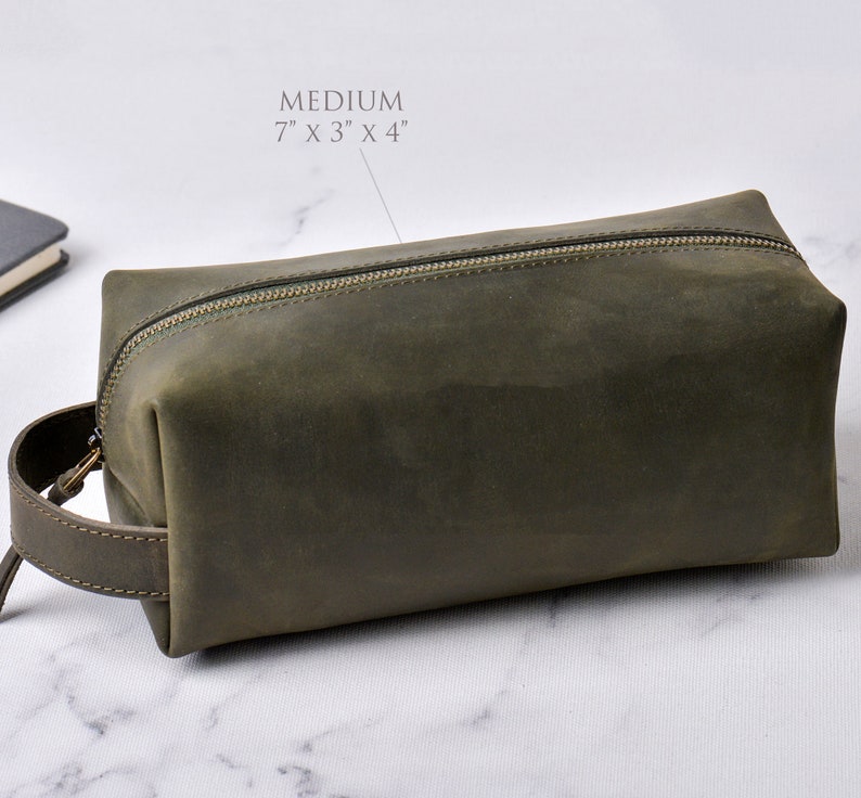 Personalized Leather Toiletry Bag, Graduation Gift for him,Men's Travel Dopp Kit, Personalized Groomsmen gift, Husband, Father,gifts for dad image 5