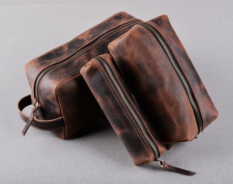 Personalized Leather Toiletry Bag Free Engraving Men's Etsy