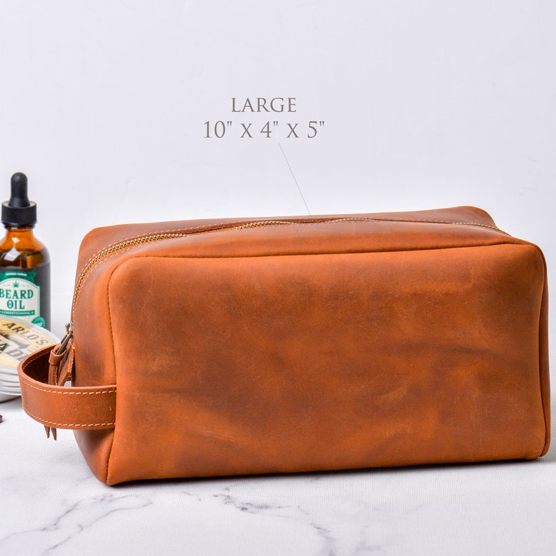 Personalized Leather Toiletry Bag, Graduation Gift for him,Men's Travel Dopp Kit, Personalized Groomsmen gift, Husband, Father,gifts for dad image 6