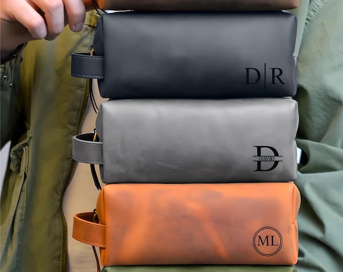 Leather dopp kit, Men toiletry bag, personalized birthday gift, Personalized Leather Toiletry Bag, Anniversary Gift for him, Groomsmen Gift