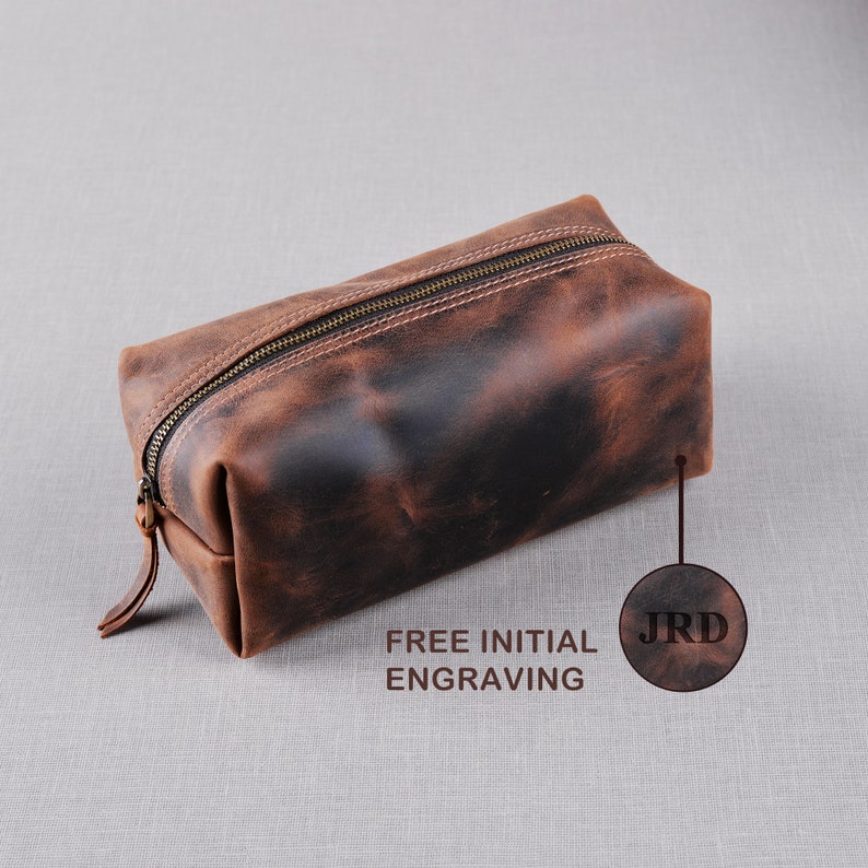 Personalized Leather Toiletry Bag Free Engraving Men's Etsy