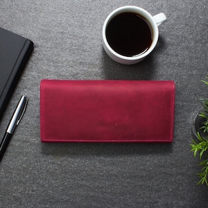 Cartera de botón a presión para mujer, cartera de cuero personalizada, cartera hecha a mano, regalo de aniversario, regalo para ella, regalo para esposa, regalo de madre de la novia