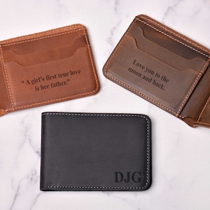 Anniversary Gift for Him,Personalized Wallet,Mens Wallet,Engraved Wallet,Leather Wallet,Custom Wallet,Boyfriend Gift for Men,Gift for Dad image 3
