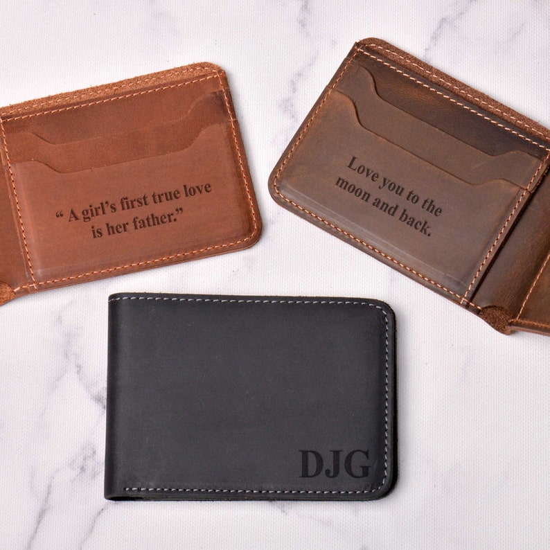 Anniversary Gift for Him,Personalized Wallet,Mens Wallet,Engraved Wallet,Leather Wallet,Custom Wallet,Boyfriend Gift for Men,Gift for Dad image 3