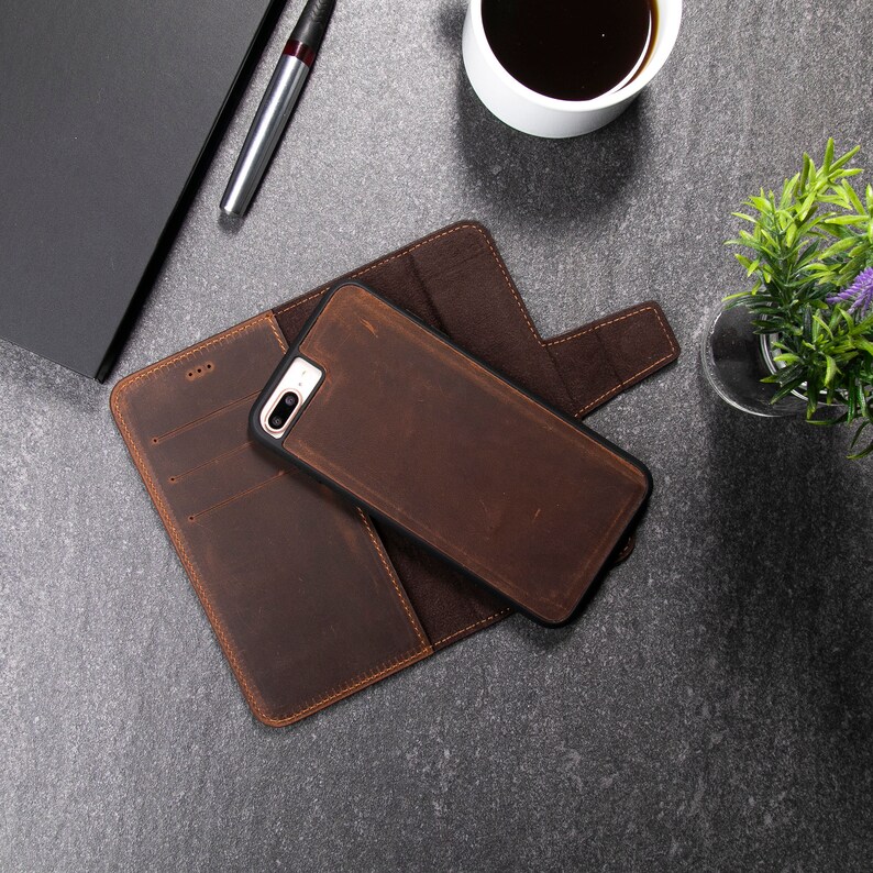 iPhone 7 Personalized Credit Card Holder Case iPhone 7 Plus Magnetic Case iPhone 7 Case Christmas Gift Leather iPhone Case