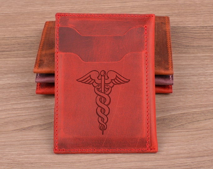 Minimalist Leather Wallet, Front Pocket, Engraved, Monogrammed, Slim Credit Card Holder, Best Gift for Husband, Birthday, Groomsmen, Son