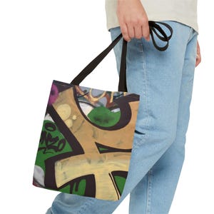 Graffiti Tote Bag - Urban Street Style Shopper, Cool Graffiti Artwork Purse, Trendy Graffiti Print Tote, Hip Hop Graffiti Shoulder Bag,