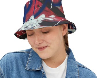 Graffiti Bucket Hat, Street Style Cap, Urban Graffiti Headwear, Trendy Bucket Hat, Cool Graffiti Designer Hat, Hipster Bucket Hat,