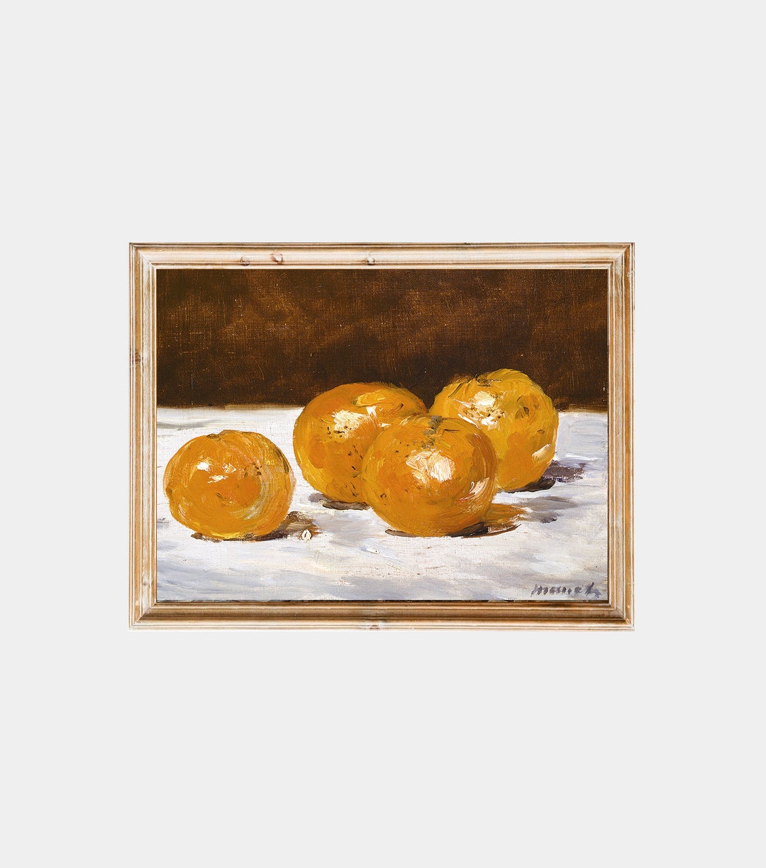 Clementine Antique Oil Painting Orange Still Life Painting Vintage