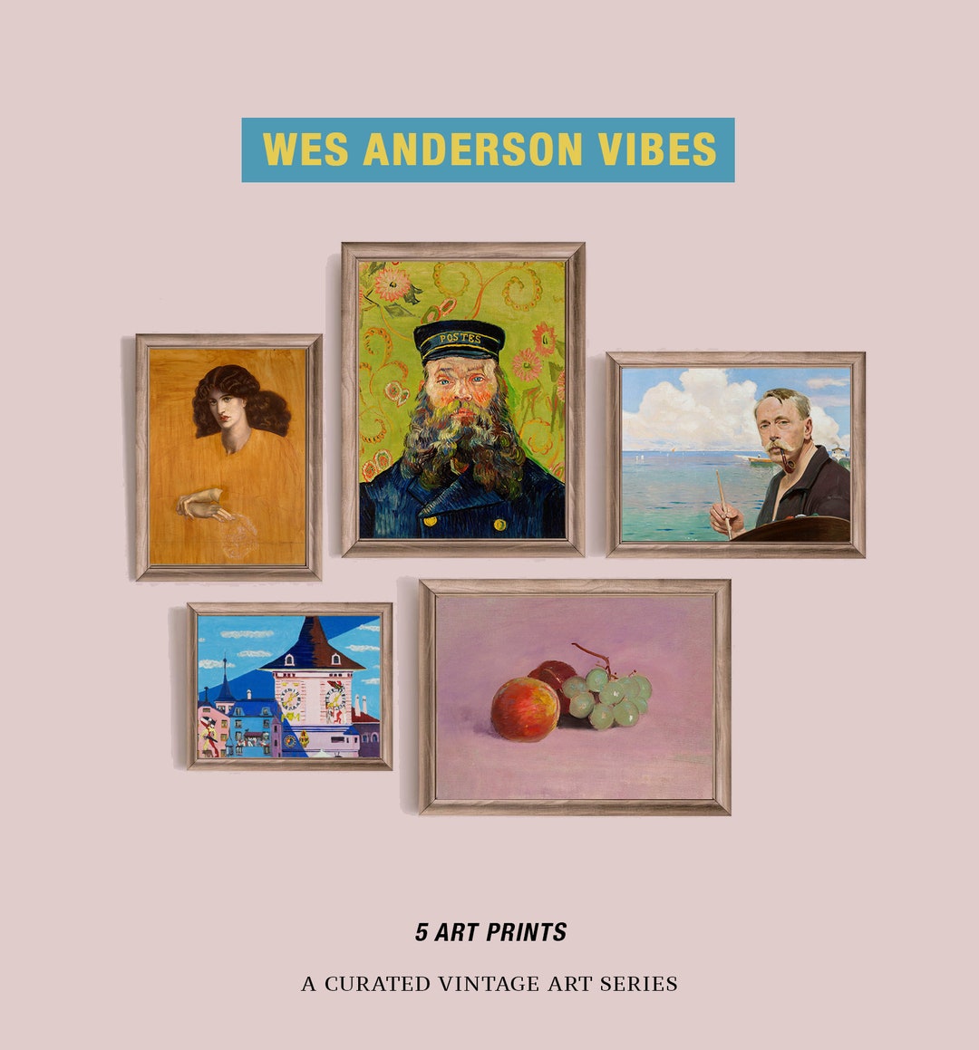Wes Anderson Vibes Gallery Wall Bundle Vintage Antique Oil