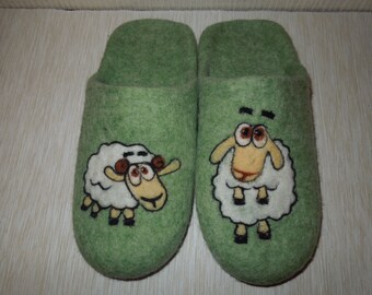Damen oder Herren Hausschuhe mit Sohlen, Gefilzte Hausschuhe, Wolle Hausschuhe Grau Hausschuhe Bio Wolle Clogs Geschenk für Sie oder Ihn