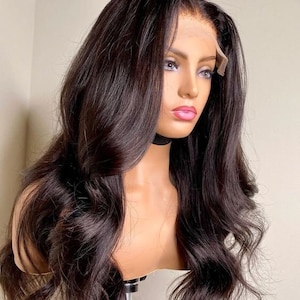 Natural Black Human Hair Lace front Wig Real Remy Human Hair Lace Front Wigs for Women With Baby Hair Body Wavy Pre-plucked Lace Wigs