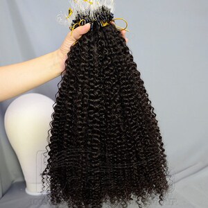 afro kinky curly micro loop ring hair extensions 1 gram per strand 100% human hair micro loop ring hair extensions