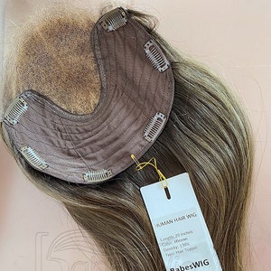 Human Hair Lace Topper 8*8" Ash Brown Human Hair Topper,Swiss Lace; Free Part Women Hair Toupee Hairpiece