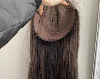 Human Hair Lace Topper 8*8" Dark Brown Human Hair Topper, Swiss Lace; Free Part Women Hair Toupee Hairpiece