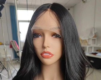 100% Remy Human Hair Lace Front Wigs Natural Color Wavy Lace Front Human Hair Wigs For Women Bleached Knots