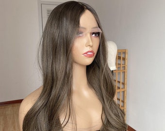 Glueless Light Brown Silk Top Lace Front Wig 100% Remy Human Hair 11*6 Silk Base Lace Wigs for White Women Bleached Knots