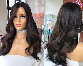 Best Human Hair Silk Top Lace Front Wig Highlights color Remy Wavy Hair Wigs Silk Base Human Hair Lace Wigs For Women Natural Hairline