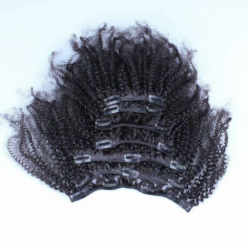Mongolian Human Hair Kinky Afro 4c Natural Hair Clips Ins Hair - Etsy
