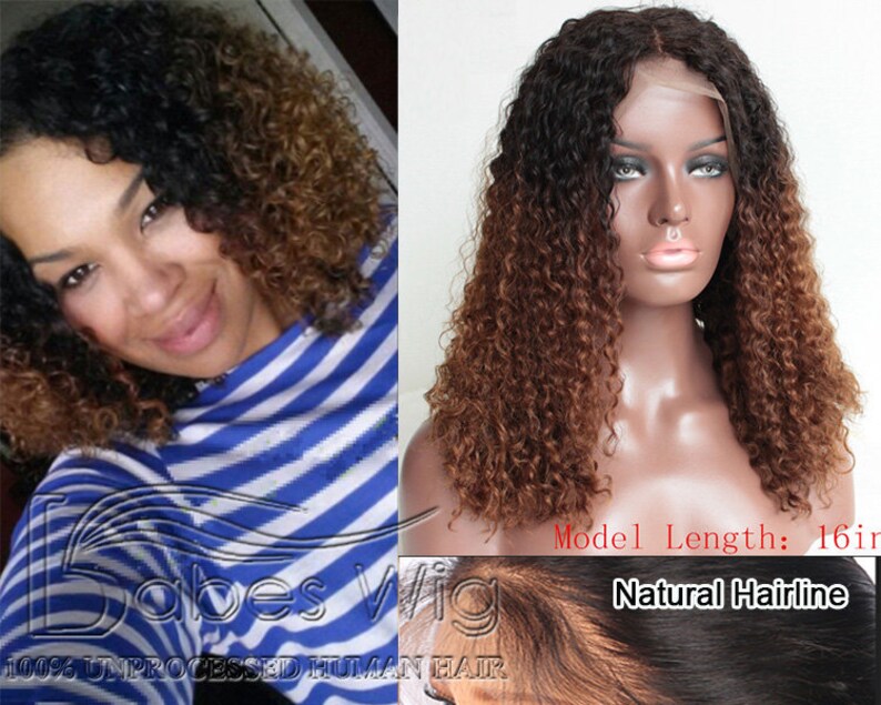 Cheap Curly Human Hair Ombre Lace Front Wig For Sale Medium Etsy