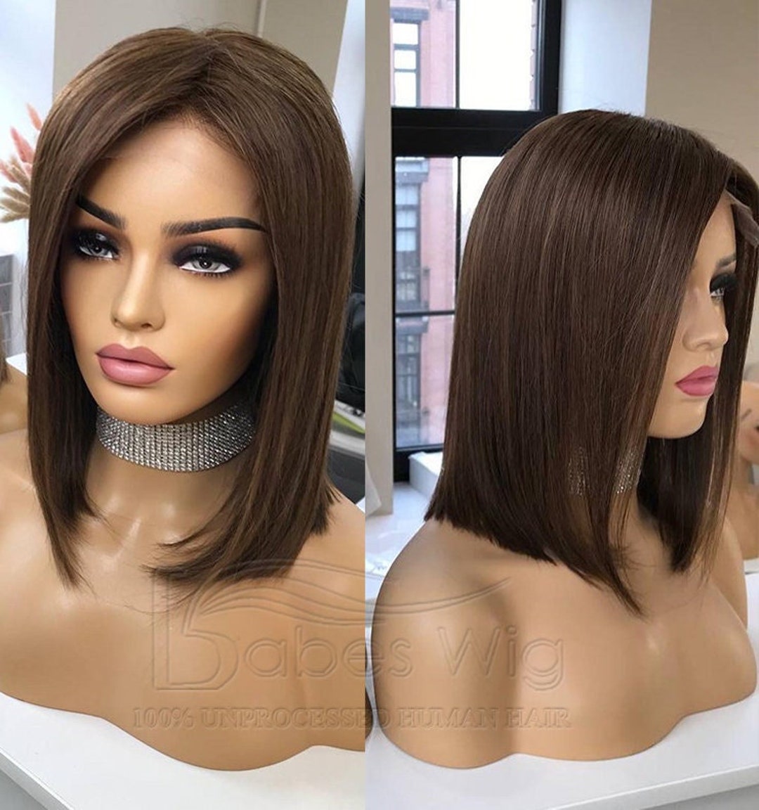 Short BOB Wigs 100% Real Remy Human Hair Lace Front Wig for Etsy 日本
