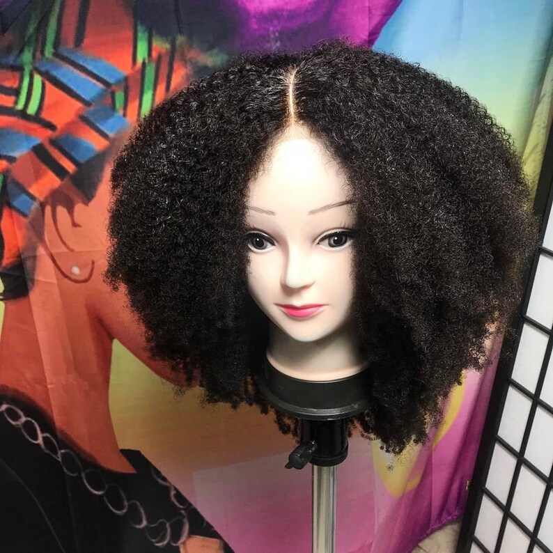 Natural Looking Afro Kinky Curly Human Hair Lace Front Wigs Etsy