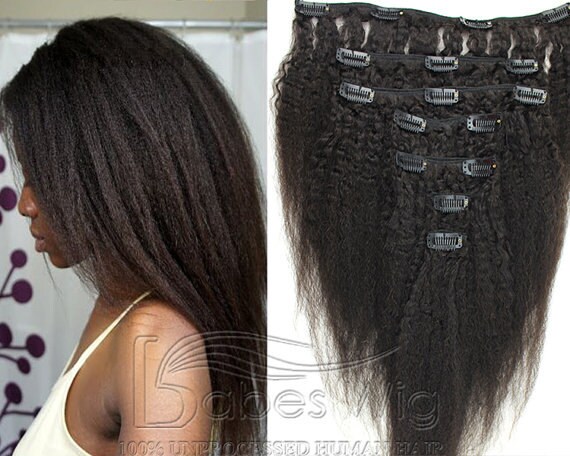 Human hair yaki clip in extensions for black clearance women