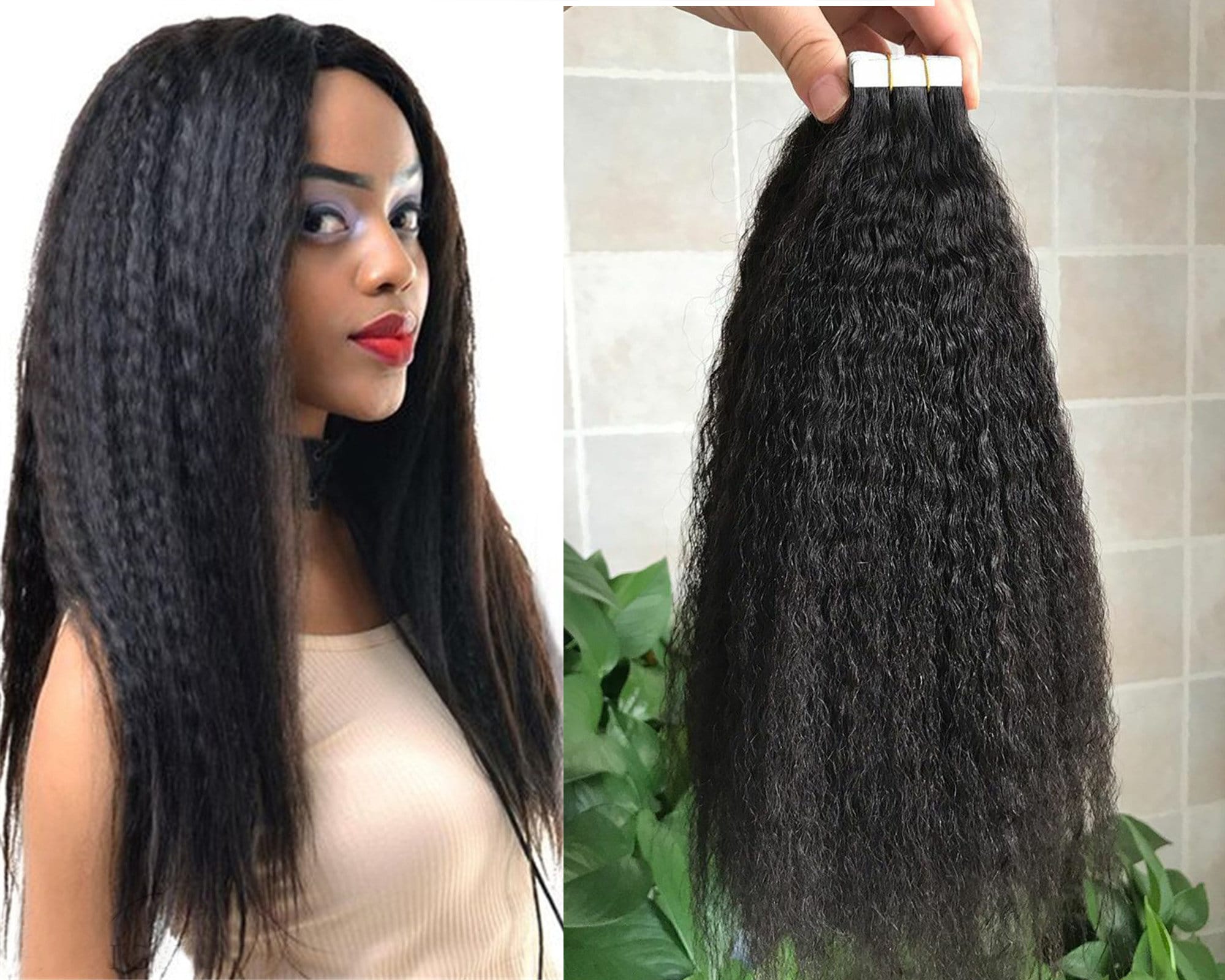 Brazilian Human Hair Tape in Hair Extensions Natural Black - Etsy