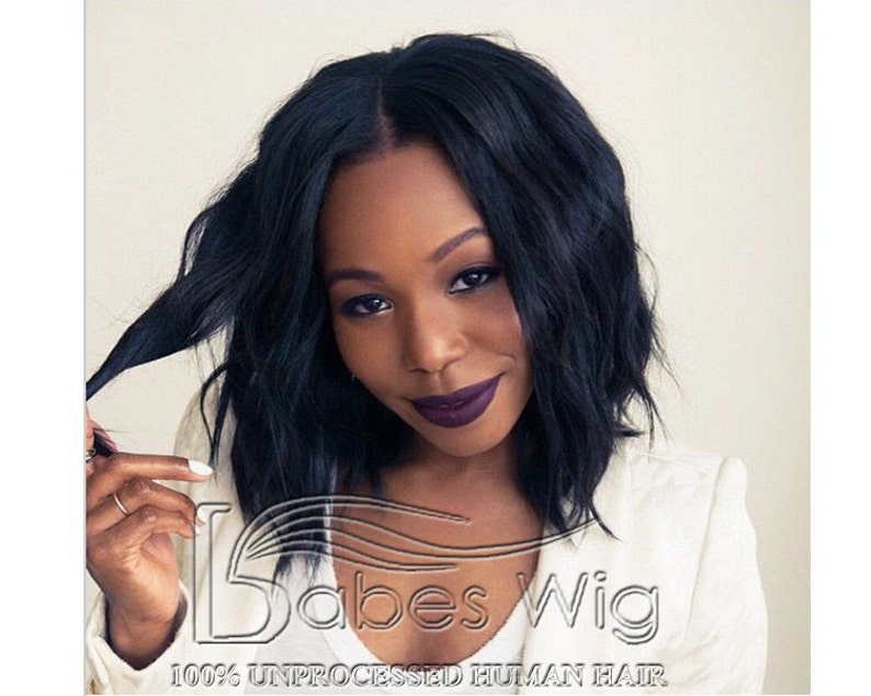Short Wavy Human Hair Wig Glueless Full Lace Human Hair Wigs Etsy