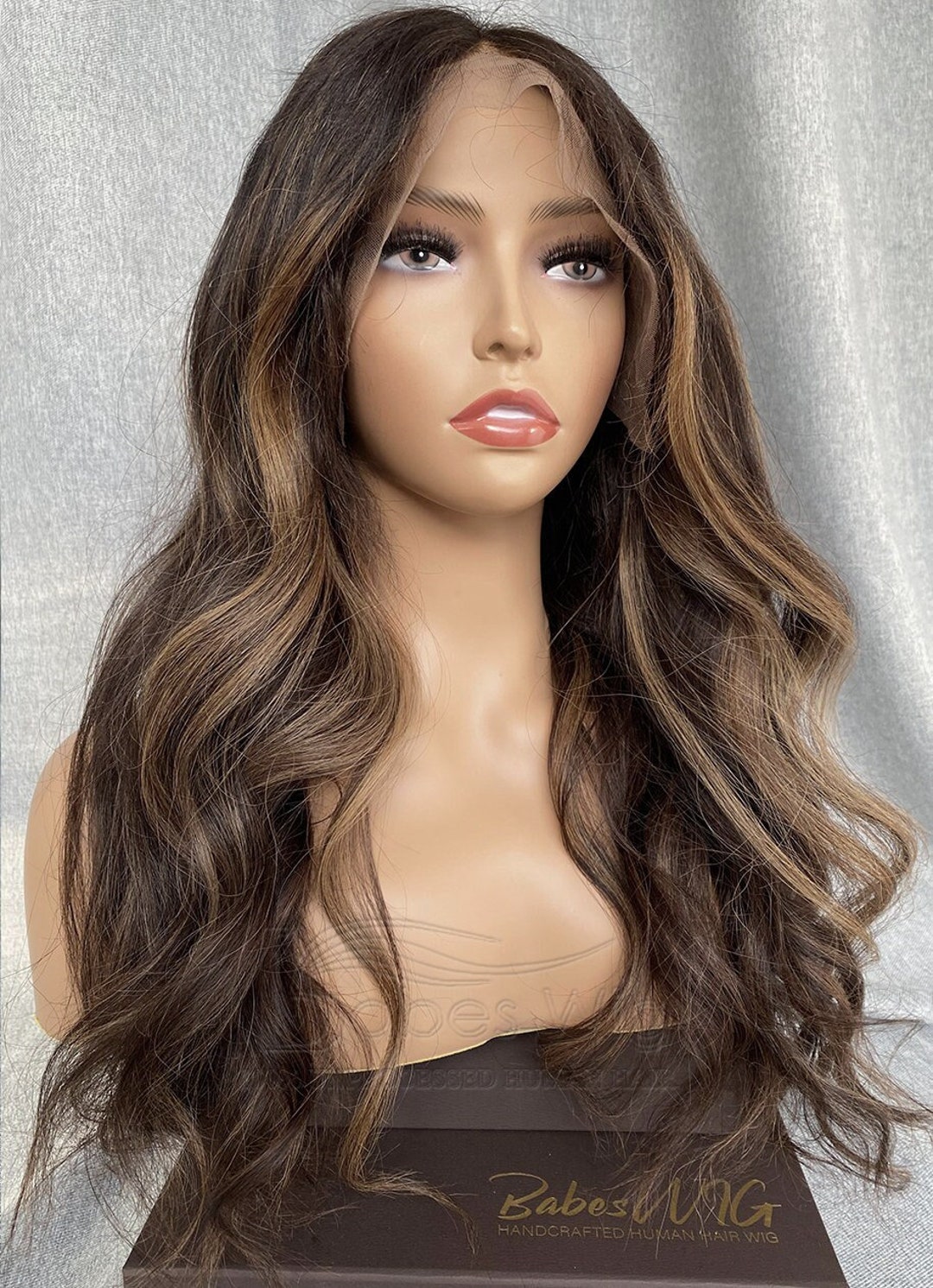 Lace Front Wigs Long Human Hair Pre Plucked Brown Mixed Blonde Balayage  Highlight Brazilian Wigs Glueless 150% Density T Part Bleached Knots Can Be  Restyled (24 inches) 