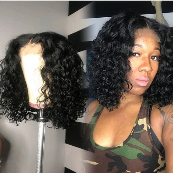 Indian Natural Curly Real Human Hair Short Curly Bob 13x6 Etsy