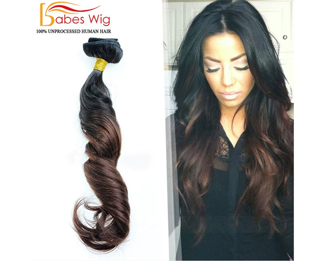 100% Real Human Hair Clips in Hair Extensions Full Set Ombre