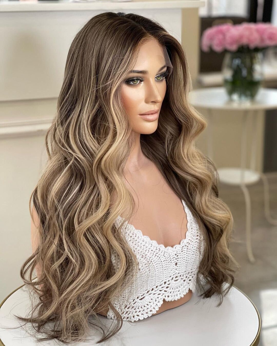 Luxury Wig Human Hair Wigs With Balayage Wavy Lace Front Human Hair
