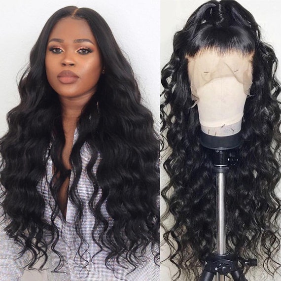 100 Real Human Hair Loose Wave 13x6 Lace Front Wigs For Black Etsy