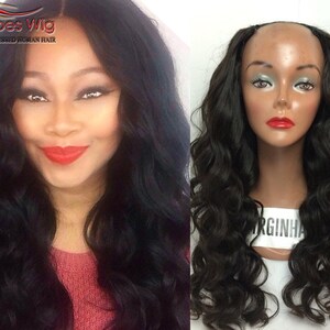 U perruque partie Human Hair Loose perruques de style ondulé | Etsy