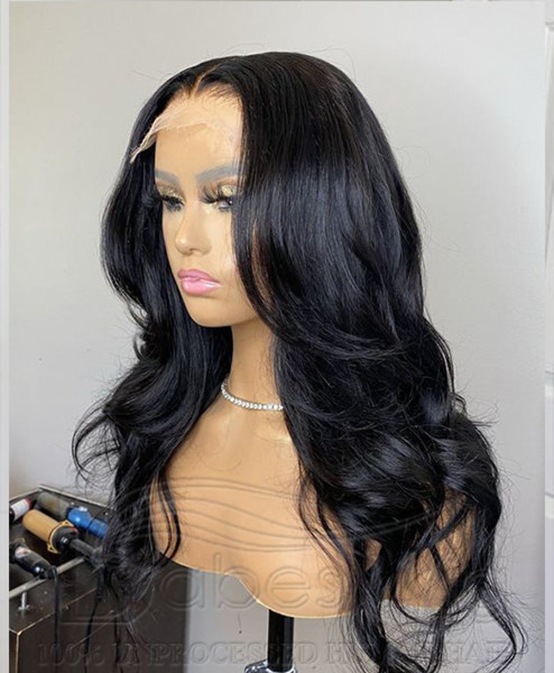 100% human hair lace front wig jet black color body wave Etsy 日本