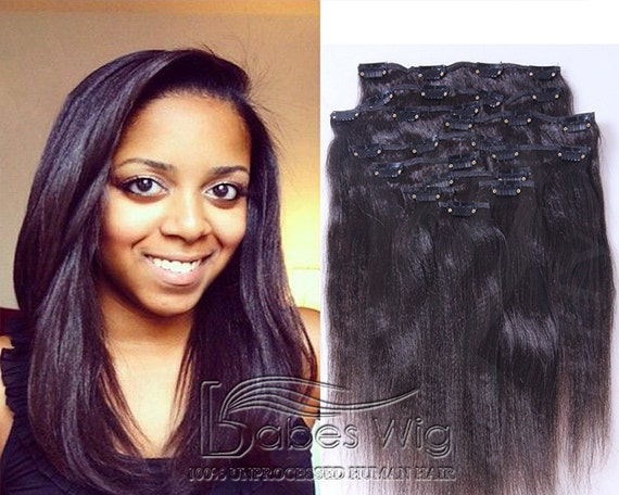 100 Real Human Hair Extensions Clips In Light Yaki Cheap Remy Etsy