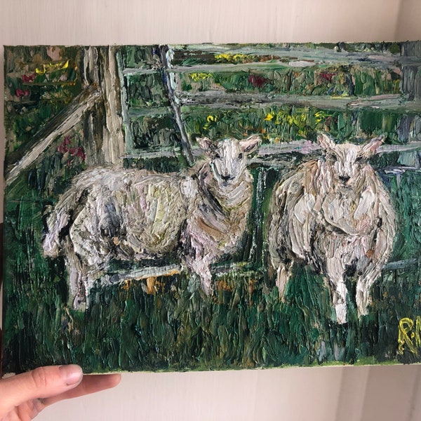 Original Sheep Oil Painting