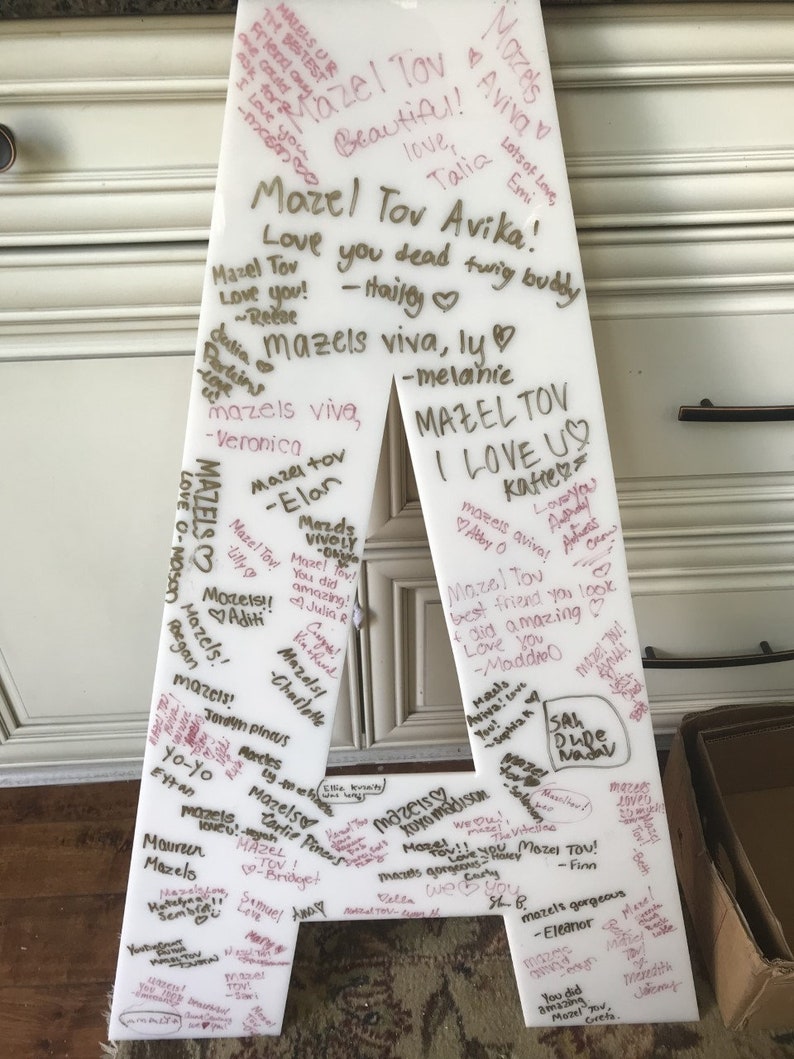 Guestbook Acrylic Letter Guest SignIn LARGE LETTER Etsy