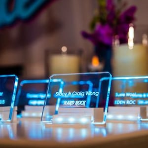 LED Place Card Illuminated engraved Bar mitzvah wedding party image 3