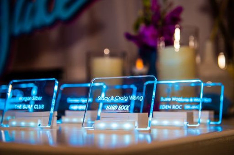 LED Place Card Illuminated engraved Bar mitzvah wedding party image 3