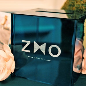 Engraved Acrylic Card Box: Wedding, Bar Mitzvah, Events