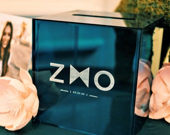 Engraved Acrylic Card Box: Wedding, Bar Mitzvah, Events