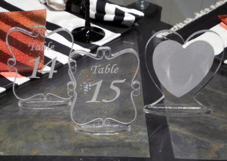 Acrylic Table Number Engraved Etched Customize to your Etsy