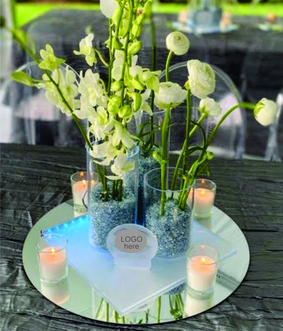 LED Illuminated Acrylic Centerpiece: Personalized Vase & Candy 
