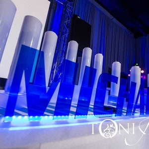 Letter Table Centerpiece - Bar/Bat Mitzvah Candle Lighting Ceremony -Large Acrylic CUT LETTERS - Color/Fluorescent/mirror - Price PER letter