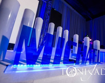 Acrylic Letter Table Centerpiece: Bar Mitzvah Decor, Custom Cut