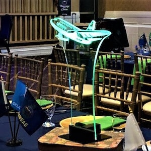 Illuminated Airplane Centerpiece: LED Travel Theme Decor